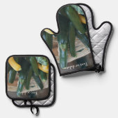 ズッキーニとスカッシュファームパーソナライズされた 鍋つかみ&鍋敷きセット (正面/裏面)