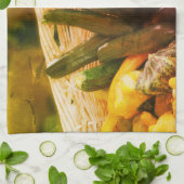 ズッキーニサマーカボッシュグルズ野菜ヴィンテージ キッチンタオル (折り畳み)