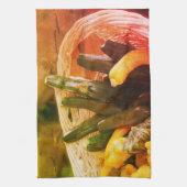 ズッキーニサマーカボッシュグルズ野菜ヴィンテージ キッチンタオル (縦)