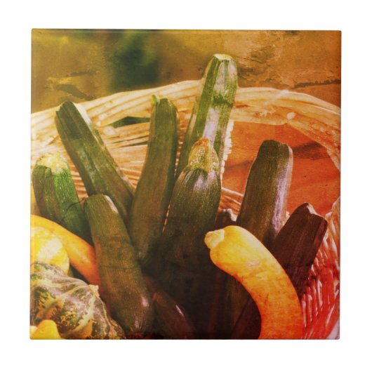 ズッキーニサマーカボッシュグルズ野菜ヴィンテージ タイル (正面)