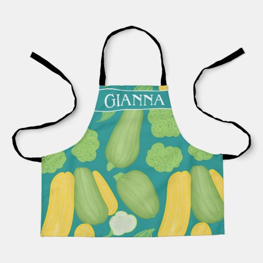 ズッキーニパステルカラフルパタパーソナライズされたーン エプロン (正面)