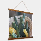 ズッキーニ夏カボチャ野菜炒め 吊り下げ型タペストリー (傾斜あり)