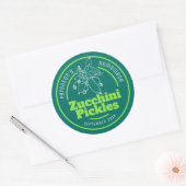 ズッキーニ漬けグリーンホワイトジャー食品ラベル ラウンドシール (封筒)
