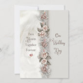 ズドリーミー結婚ウォーター色フローラベージュバラ 招待状 (正面)