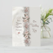 ズドリーミー結婚ウォーター色フローラベージュバラ 招待状 (スタンド正面)