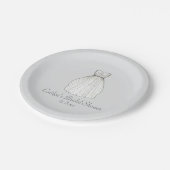 ズドレ結婚スガウンブライドブライダルシャワープレート ペーパープレート (アングル)