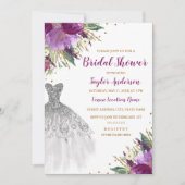 ズドレ結婚スグリッターアメジストブライダルシャワー 招待状 (正面)