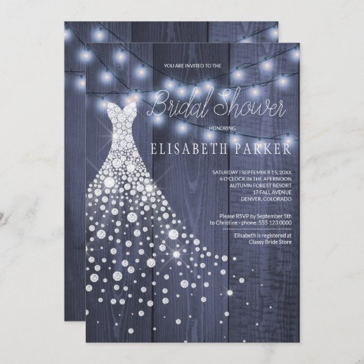 ズドレ結婚スネイビーバーンウッドウィンターブライダルシャワー 招待状 (正面/裏面)