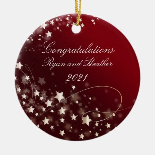 ズニュー結婚リュウズ婚約ニューホームレッド セラミックオーナメント (正面)