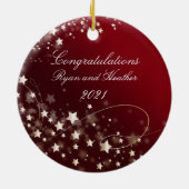ズニュー結婚リュウズ婚約ニューホームレッド セラミックオーナメント (裏面)