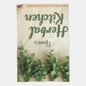 ズハーブつるズファームハウスティータオル名前をカスタムする キッチンタオル (縦)