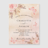 ズパンパ結婚スグラスバラ金ゴールドバタフライ マグネット招待状 (正面)