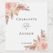 ズパンパ結婚スグラスバラ金ゴールド赤面ピンク ワインラベル (シングルラベル)