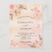 ズパンパ結婚スグラス赤面バタフライボホ インビテーションポストカード (正面)