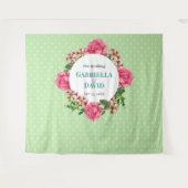 ズピンク結婚ローズレッドホワイトペチュニア水玉模様 タペストリー (正面(横))