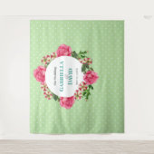 ズピンク結婚ローズレッドホワイトペチュニア水玉模様 タペストリー (正面)