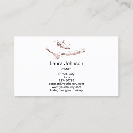 ズピ転がン&ウィスクカップケーキベーカリー赤面ピンクブシ 名刺 (裏面)