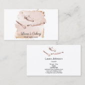 ズピ転がン&ウィスクカップケーキベーカリー赤面ピンク 名刺 (正面/裏面)