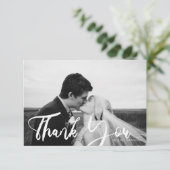 ズブラ結婚ック&ホワイトフォトモダンタイポグラフィ3 サンキューカード (スタンド正面)