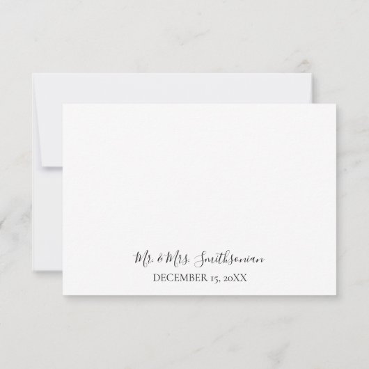 ズブラ結婚ック&ホワイトフォトモダンタイポグラフィ3 サンキューカード (裏面)