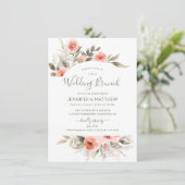 ズブルン結婚チウォーターカラー赤面バラリース 招待状 (スタンド正面)