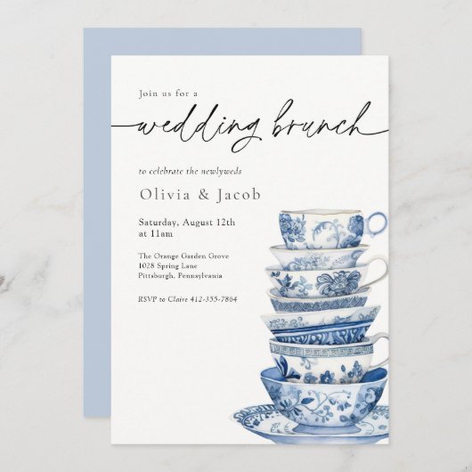 ズブ結婚ランチティーパーティーシノワセリーブライダルシャワー 招待状 (正面/裏面)