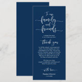 ズプレ結婚イス設定ありがとうネイビーブルーカード プログラム (正面/裏面)