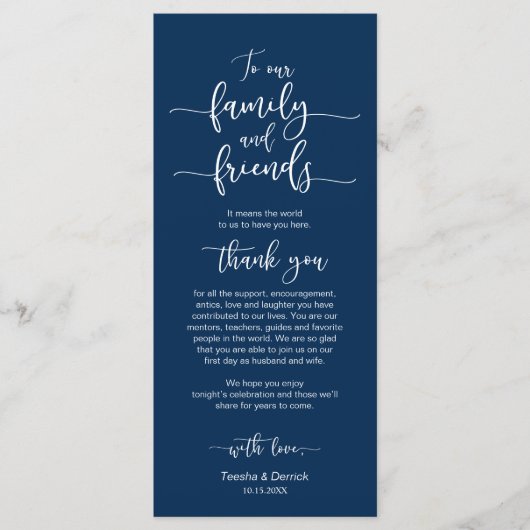 ズプレ結婚イス設定ありがとうネイビーブルーカード プログラム (正面)