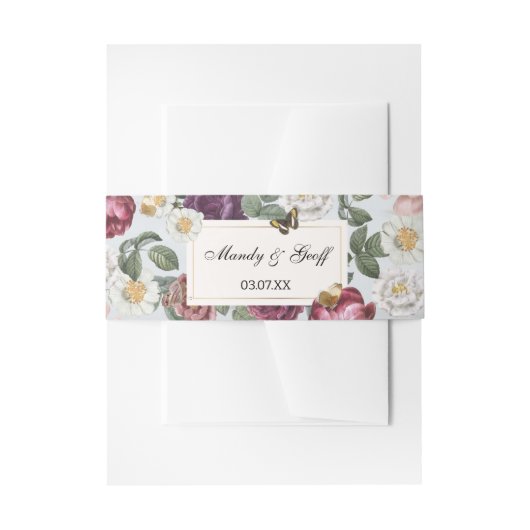 ズベリーバ結婚ンド開花バタフライフローラヴィンテージ 招待状ベリーバンド (正面例)