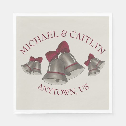 ズベル結婚ズ記念日婚約パーティチャイム スタンダードランチョンナプキン (正面)