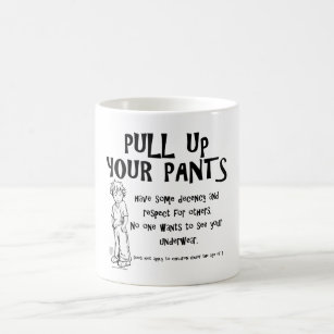 ズボンを引き上げる コーヒーマグカップ