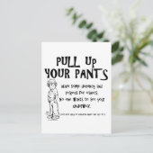 ズボンを引き上げる ポストカード (スタンド正面)