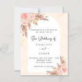 ズボ結婚ホパンパスグラスバラ金ゴールド贅沢 マグネット招待状 (正面)