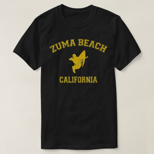 ズマビーチカリフォルニアコレージスタイルサーフィン Tシャツ (デザイン正面)