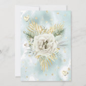 ズミント結婚ティール（緑がかった色）金ゴールド大理石バラフローラ 招待状 (裏面)