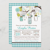 ズメイソンぶら下がったジャーズベビーまたはブライダルシャワー招待状 招待状 (正面/裏面)