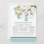 ズメイソンぶら下がったジャーズベビーまたはブライダルシャワー招待状 招待状 (正面)