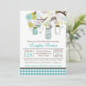 ズメイソンぶら下がったジャーズベビーまたはブライダルシャワー招待状 招待状 (スタンド正面)