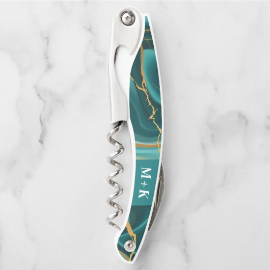 ズモノグラム結婚グリーン金ゴールドアゲイト ソムリエナイフ (正面)