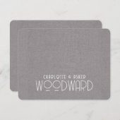 ズモノグラム結婚ニューライウィズグレーエンボスリネン ノートカード (正面/裏面)