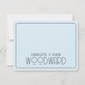 ズモノグラム結婚ニューライウィズブルーエンボスリネン ノートカード (正面)