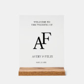 ズモノグラム結婚ブラックアンドホワイトゲスエレガントト アクリルサイン (正面)