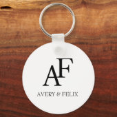 ズモノグラム結婚ブラックアンドホワイトゲスエレガントト キーホルダー (正面)