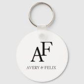 ズモノグラム結婚ブラックアンドホワイトゲスエレガントト キーホルダー (裏面)