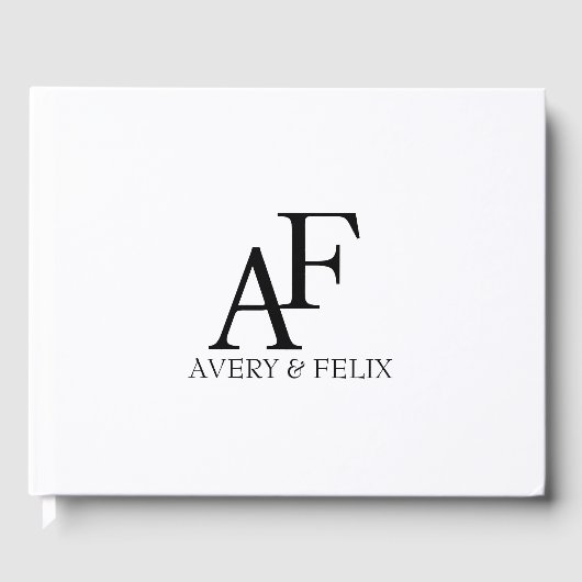 ズモノグラム結婚ブラックアンドホワイトゲスエレガントト ゲストブック (正面)