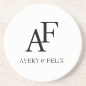 ズモノグラム結婚ブラックアンドホワイトゲスエレガントト コースター (正面)