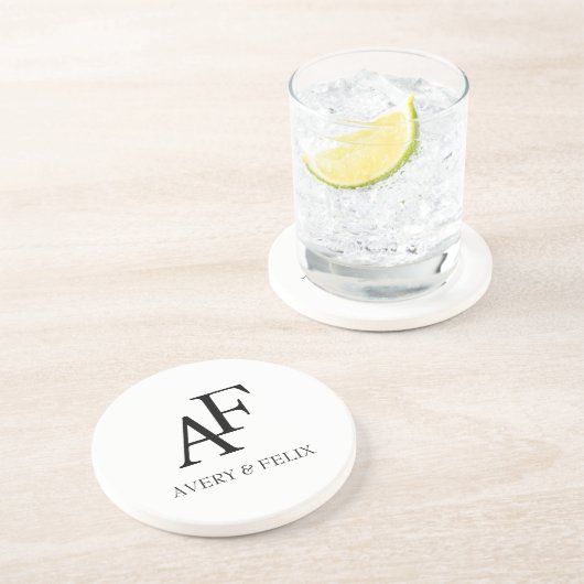 ズモノグラム結婚ブラックアンドホワイトゲスエレガントト コースター (側面)