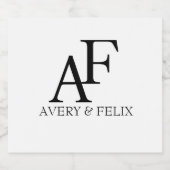 ズモノグラム結婚ブラックアンドホワイトゲスエレガントト スパークリングワインラベル (シングルラベル)