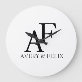 ズモノグラム結婚ブラックアンドホワイトゲスエレガントト ラージ壁時計