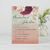 ズモノグラム結婚花模様ブルガンディマルサラバラティール(緑がかった色) 招待状 (スタンド正面)